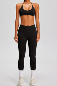 Women's Seamless Yoga Sets:Halter Backless Bra And Leggings