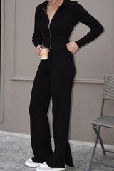 Fitted knit sweater and pants set