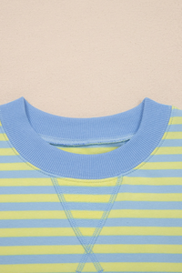 Women's Fall Striped Mockneck Sweatshirt and Shorts Set