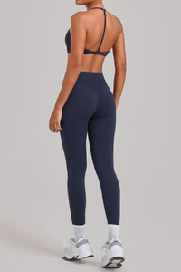 Women's Set:Triangle Cup Thin Straps Bra And High-Waist Leggings