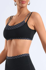 Women's Polka Dot Colorblock Two-Piece Look Thin Strap Bra
