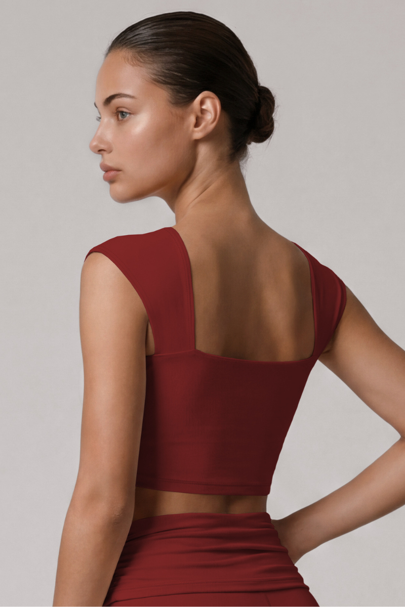 Women's Square Neck Padded Sports Cropped Top