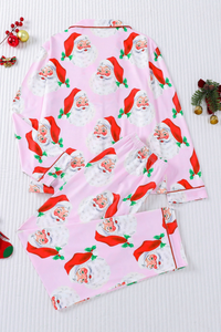 Women's Cute Santa Claus Print Christmas Pajama Set