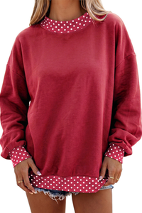 Women's Fall Polka Dot Color Block Mockneck Sweatshirt