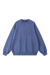 Unisex Fall 100% Cotton Snow Washed Crewneck Sweatshirt