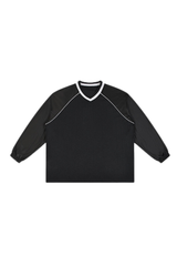 Men's Mesh V-Neck Raglan Color Block Long Sleeve Jersey