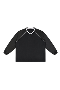 Men's Mesh V-Neck Raglan Color Block Long Sleeve Jersey