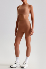 Women's Naked Feel  Mock Neck Bra & Biker Shorts 2-Piece Set