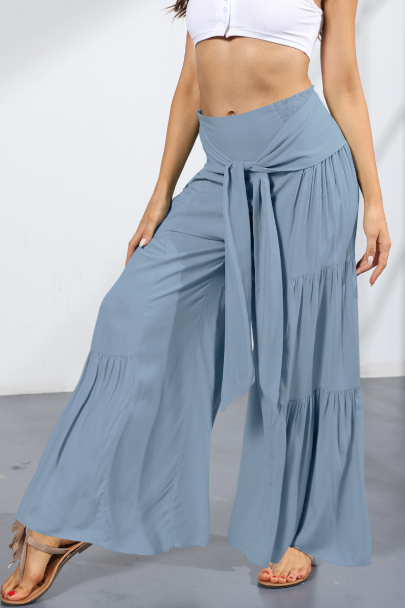 Women's vintage layered wide-leg pants