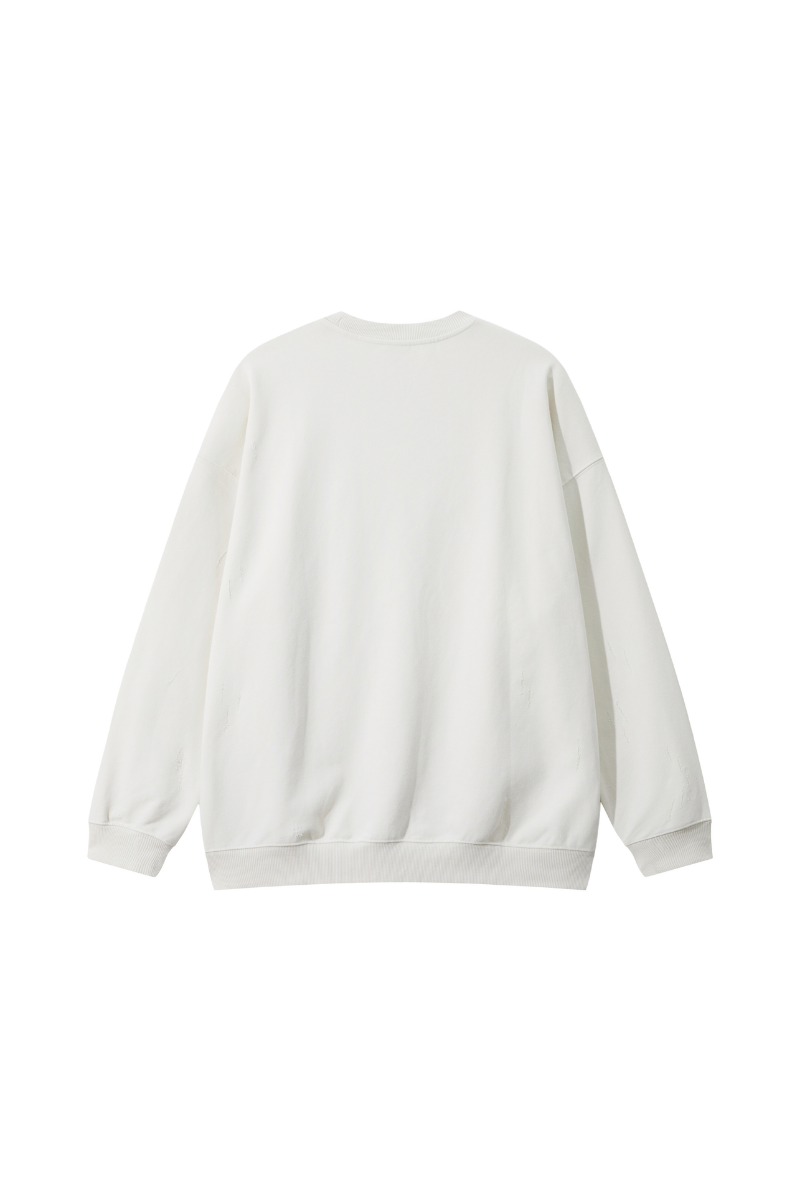 Men's Fall Washed Distressed Loose Drop Shoulder Pullover