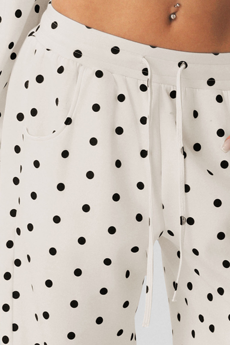 Women's Fall Polka Dot 1/4Zip Sweatshirt And Pants Set