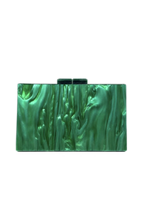 Women's Pearl Handle Acrylic Box Clutch Bag