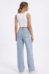 Women's High-Waisted Vintage Washed Baggy Wide-Leg Jeans