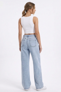 Women's High-Waisted Vintage Washed Baggy Wide-Leg Jeans