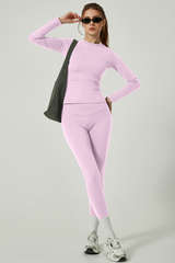 Women's Long Sleeve Shirt And Yoga Leggings Two-Piece Set