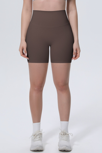 Women's Athletic High-Waisted Solid Yoga Shorts