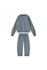 Unisex Fall 100% Cotton Set:Solid Pullover And Sweatpants