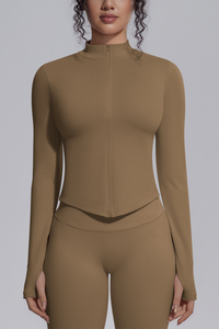 Women's Half Zip Stand Collar Long Sleeve Fitness Jacket