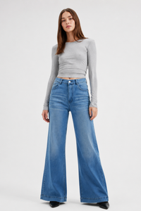 Women's Fall High Waist Wide Leg Flare Jeans