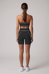 Women's Color Block Halterneck Bra And Shorts Yoga Sets