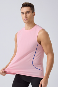 Men's Contrast Stitch Dry Crew Neck Sleeveless Tank Top