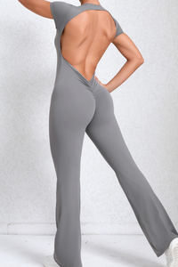 Women's Athletic Backless Pleated Buttock Lift Yoga Jumpsuit