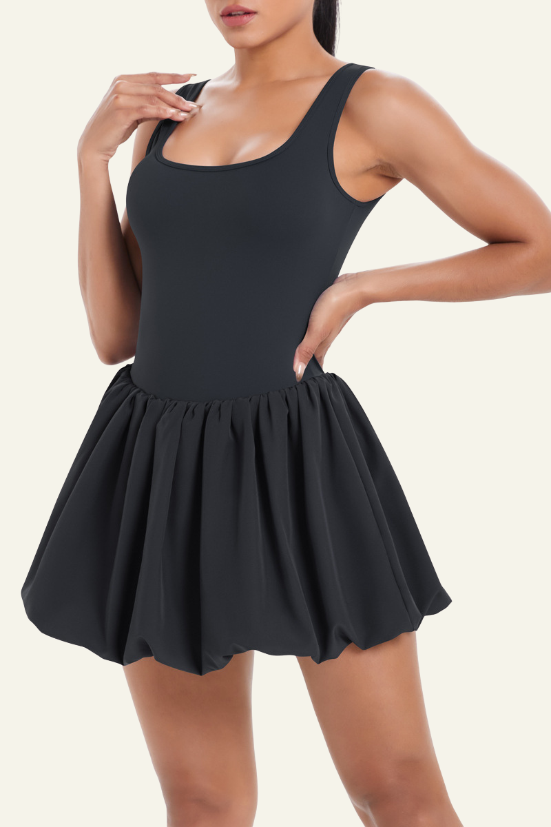 Women's Athletic U-neck One-piece Flower Bud Style Dress