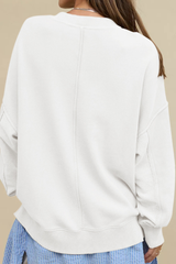 Women's Fall Oversize Side Slit Hem Drop Shoulder Pullover