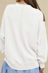 Women's Fall Oversize Side Slit Hem Drop Shoulder Pullover