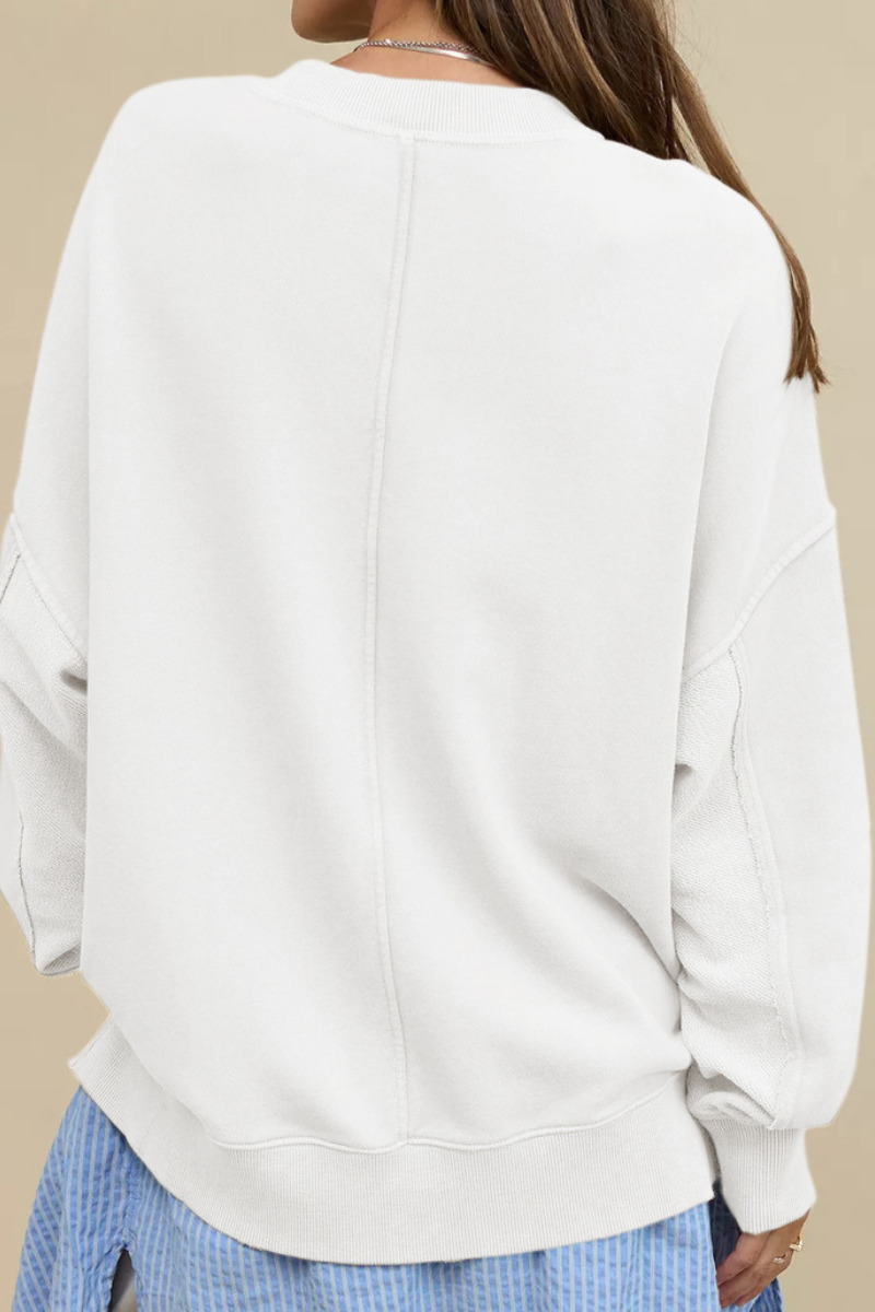 Women's Fall Oversize Side Slit Hem Drop Shoulder Pullover