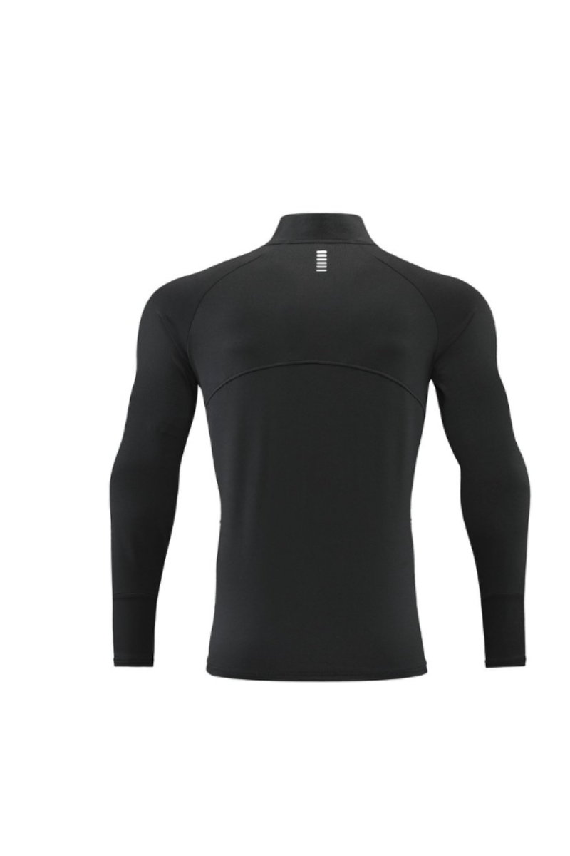 Men's Half Zip Mock Neck Finger Cuffs Long Sleeve Sports Top