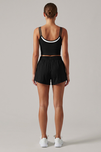 Women's Double Thin Strap Sports Cami Tank Top & Shorts Set