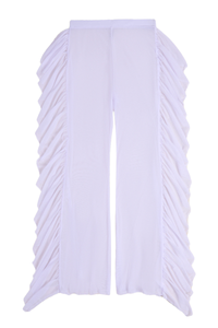 Women's High Waisted Sheer Mesh Ruffle Wide Leg Beach Pants