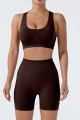 Women's Sports Seamless Set:U-neck Bra And Shorts