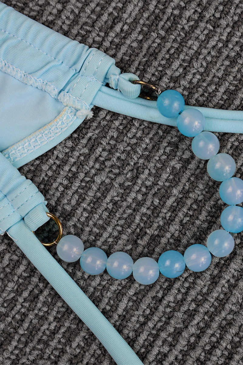 Women's Sexy Solid Mesh See Through Halter Bikini Set - 3pcs