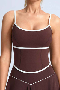 Women's Contrast Trim Contrat Crisscross Back Yoga Tank Top