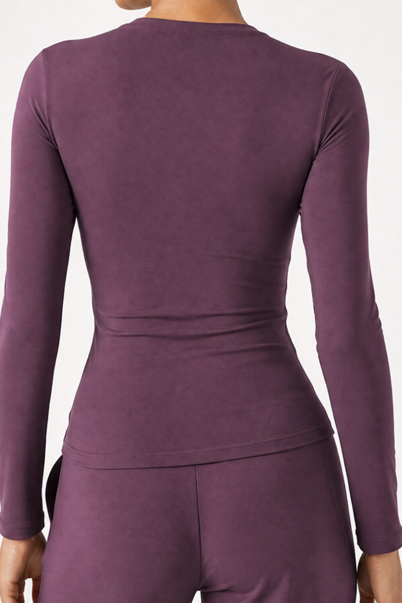 Women’s V-Neck Thumbhole Form-Fitting Long Sleeve Yoga Top