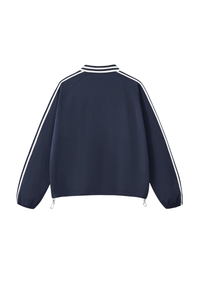 Unisex Preppy Fall 100% Cotton Side Striped Trim Sweatshirt