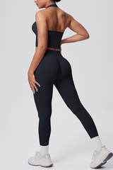 Women's Seamless Set:Halterneck Bra And High Waist Leggings