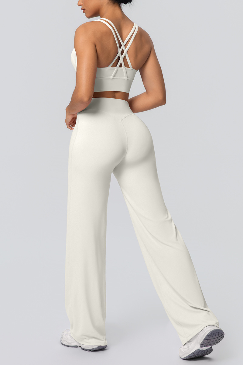 Women's Set:U-neck Sexy Crisscrossed  Bra And Wide Leg Pants