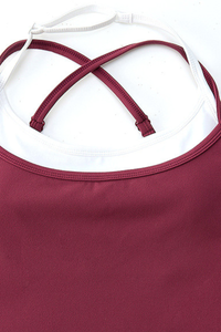 Women's Color-Block Cross-Back Padded Yoga Tank Top