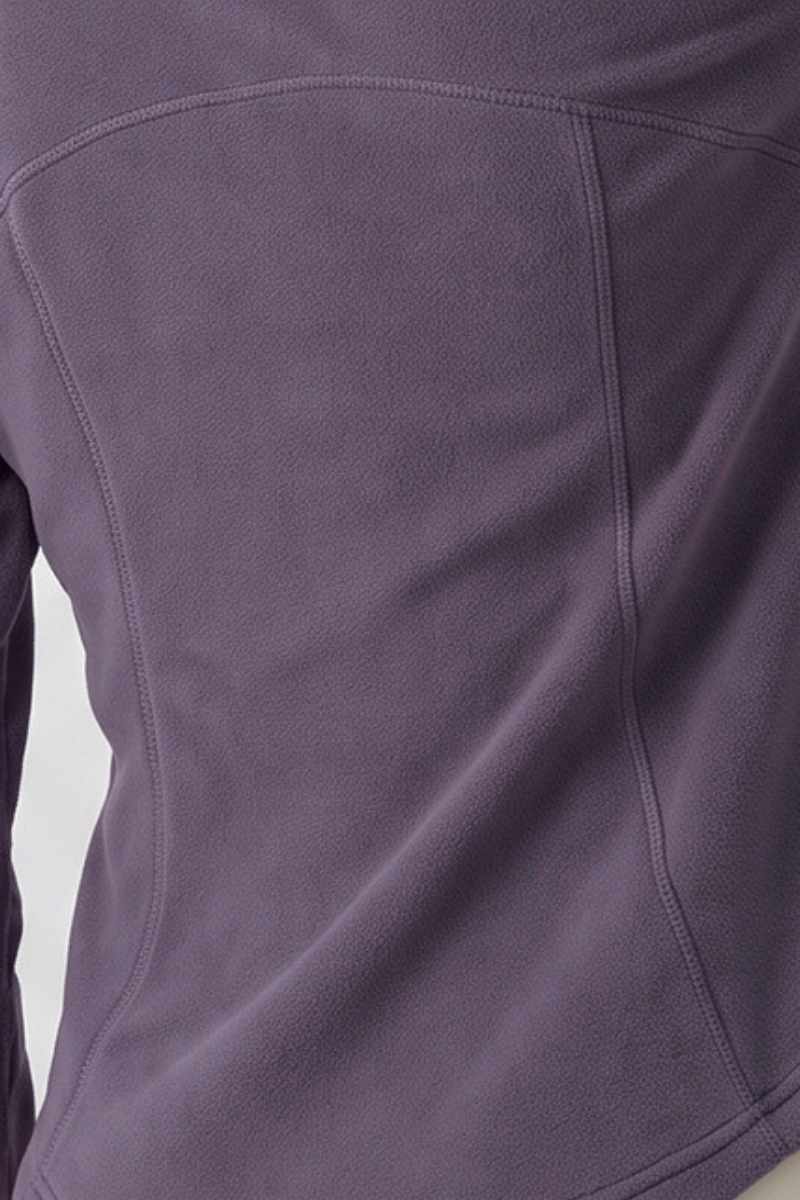 Women's Winter Fleece Stand Collar Finger Cuff Zip Up Jacket