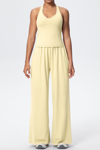 Women’s Set: Halterneck Tank Top & Wide-Leg Pants