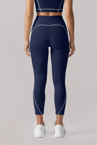 Women's Contrast-Line High-Waist Butt-Lifting Capri Leggings