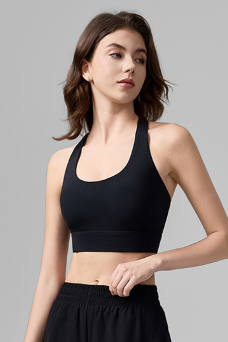 Women's Thin Strap Beautiful Back Cross Knot  Sports Bra