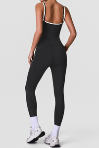 Women's Color-Block Adjustable Thin Strap Workout Jumpsuit
