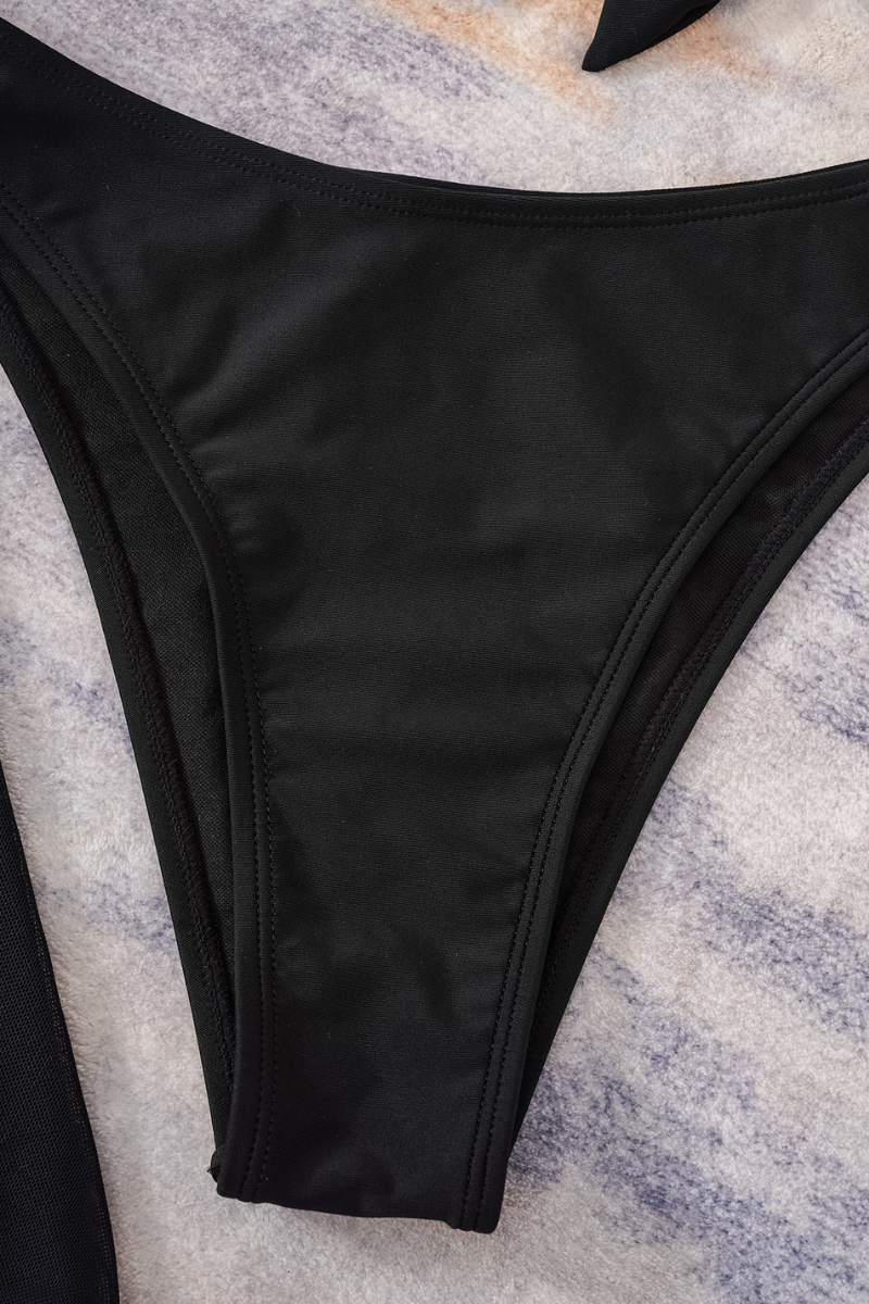 Women's Mesh Cover Up Sexy Strapless Solid Halter Tankini