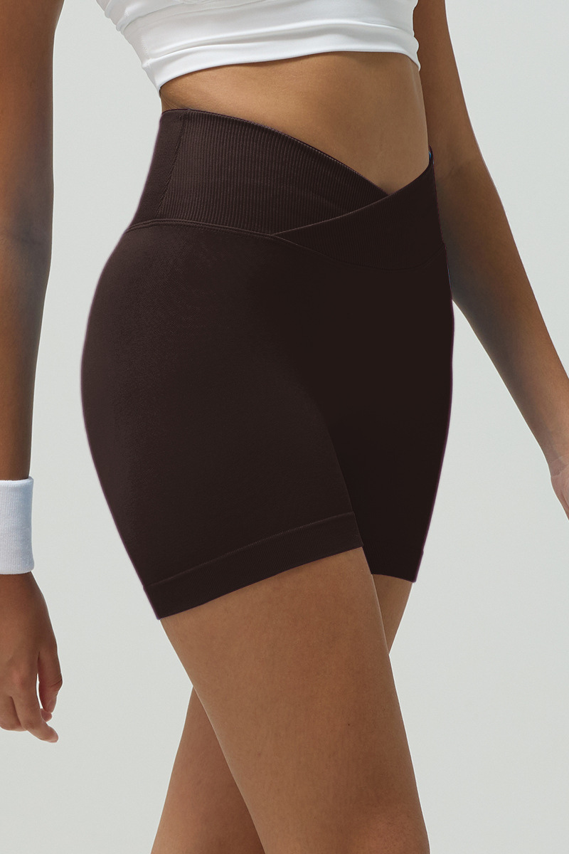 Women's Summer Crossover Waist  Pleated Buttocks Lift Sports Shorts