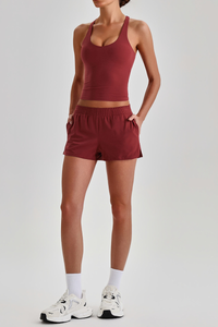 Women's Athletic Racerback Tank Top & Side Pocket Shorts Set