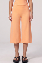 Women's Breathable Brushed Panel Seam Wide Capri Yoga Pants